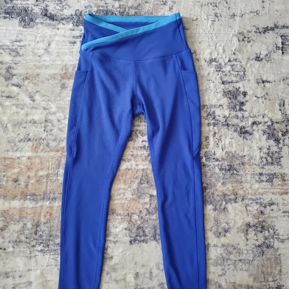 Move Theology Blue Ribbed Leggings- Size Small - Picture 4 of 9